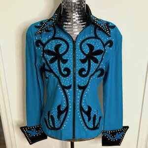HEARTLAND Western Equestrian Show Shirt, Blue & Black, Sz XL, NWOT, $68